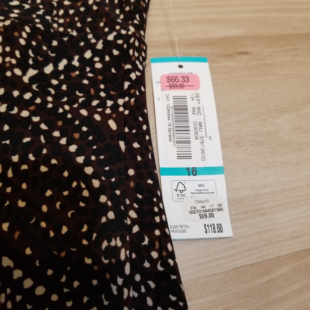 Jones New York dark brown and cream print dress - Picture 5 of 6